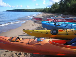 kayaks on the beach