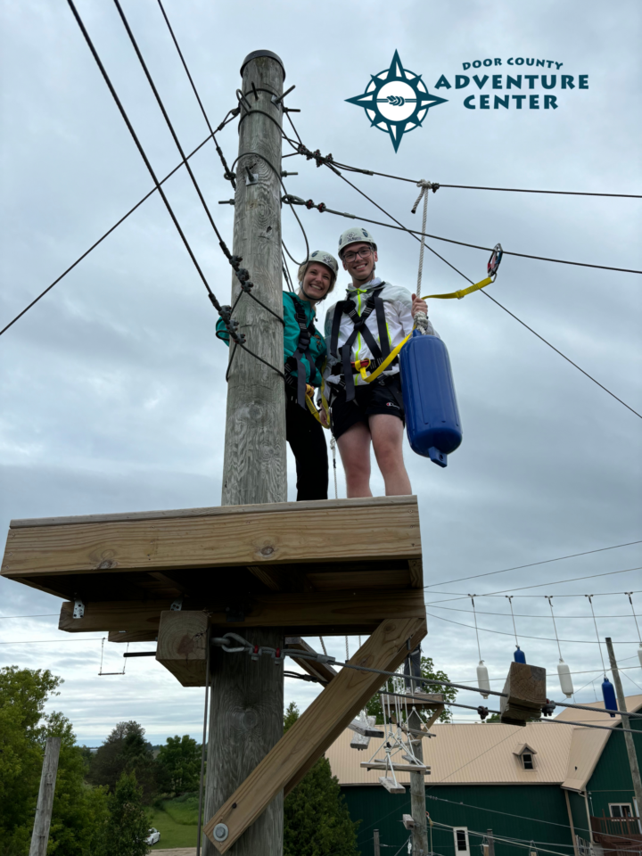 A couple of adventurers on the highest level of our adventure park! 