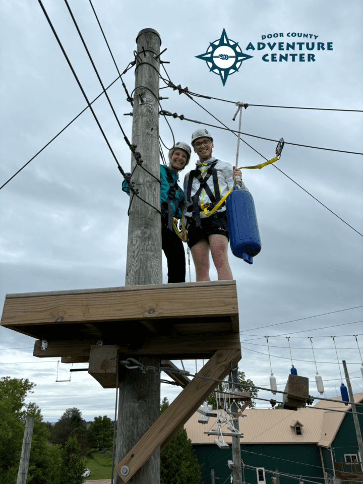 A couple of adventurers on the highest level of our adventure park! 