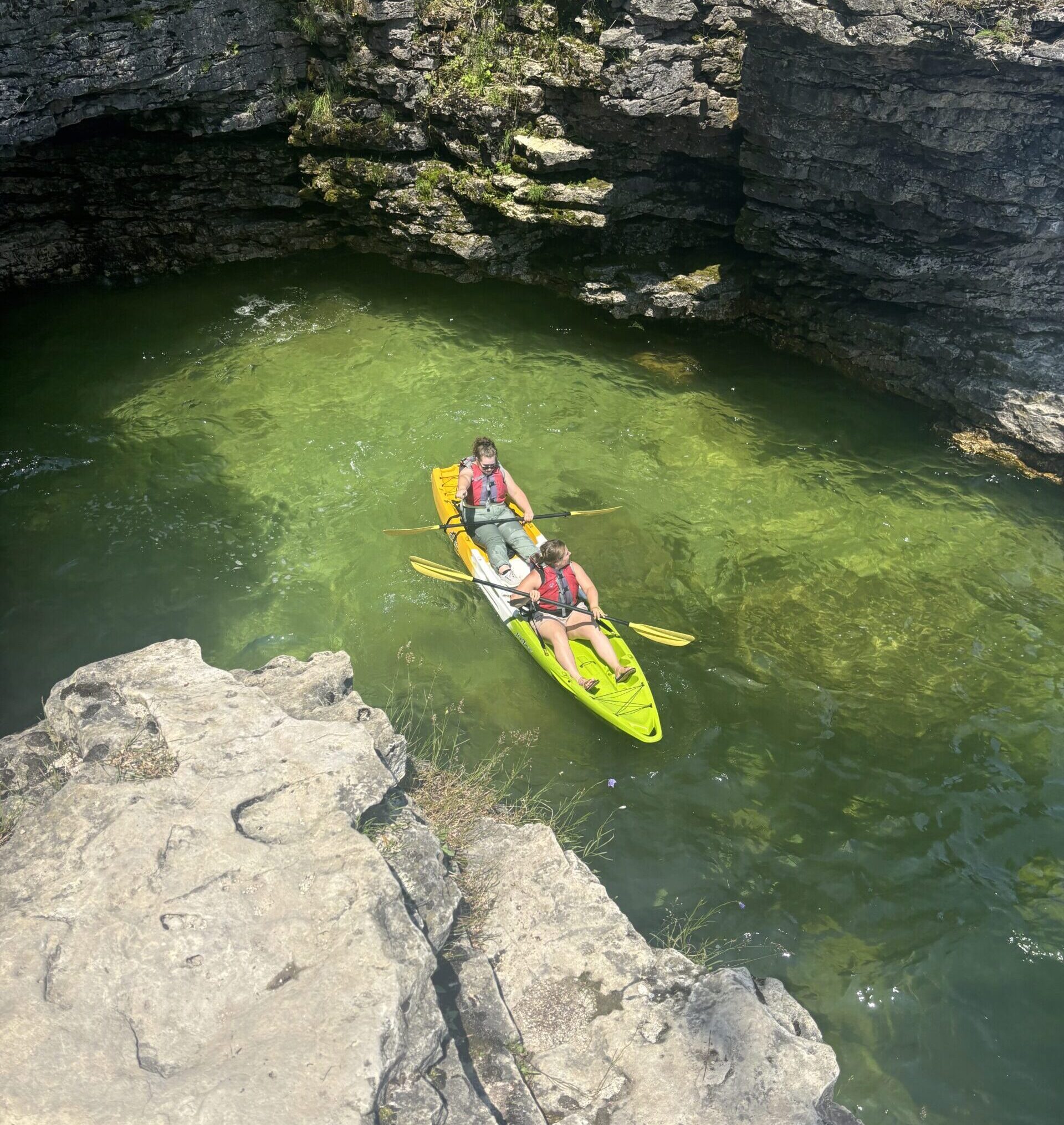 Kayak stop on Caves & Dunes Tour for a breathtaking sight